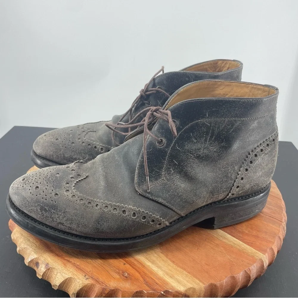 Harrys of London Mens suede Lace Up Oxford Ankle Boots 42.5 Uk 8.5‎ US 9.5 gray